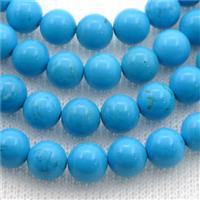 blue round Sinkiang Turquoise beads, approx 8mm dia [GT10703-8MM]