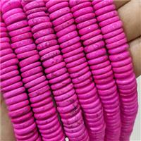 Natural Magnesite Turquoise Heishi Beads Hotpink Dye, approx 3x12mm [GT10810]