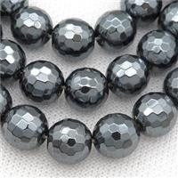 Black Hematite Beads, faceted round, approx 8mm dia [HB0893-8MM]