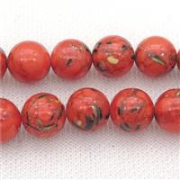 synthetic turquoise beads with shelled, round, red, approx 8mm dia [JD10126-8MM]