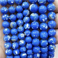 Blue Jade Beads Inlay Trochid Shell Dye Smooth Round, approx 6mm dia [JD10261-6MM]