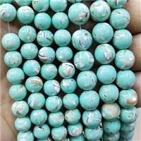 Teal Jade Beads Inlay Trochid Shell Dye Smooth Round, approx 6mm dia [JD10262-6MM]