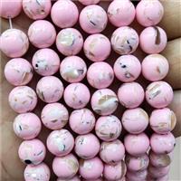 Pink Jade Beads Inlay Trochid Shell Dye Smooth Round, approx 12mm dia [JD10263-12MM]