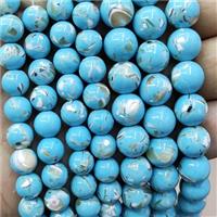 Turqblue Jade Beads Inlay Trochid Shell Dye Smooth Round, approx 10mm dia [JD10264-10MM]
