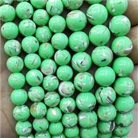 Green Jade Beads Inlay Trochid Shell Dye Smooth Round, approx 6mm dia [JD10265-6MM]