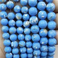Blue Jade Beads Inlay Trochid Shell Dye Smooth Round, approx 10mm dia [JD10266-10MM]