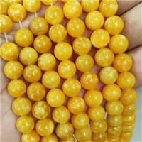 Jade Beads Yellow Dye Smooth Round, approx 10mm dia [JD10273]