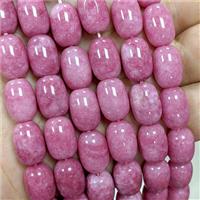 Sponge Jade Barrel Beads Pink Dye, approx 10-14mm [JD10318]