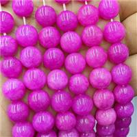 Sponge Jade Beads Hotpink Dye Smooth Round, approx 12mm dia [JD10342-12MM]