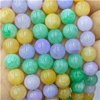 Sponge Jade Beads Dye Smooth Round Mix Color, approx 10mm dia [JD10346-10MM]