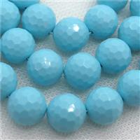 blue Synthetic Turquoiuse beads, faceted round, approx 14mm dia [PSRN140-14MM]