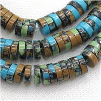 Assembled Turquoise heishi beads, multicolor, approx 3x12mm [PSRN97-3X12MM]