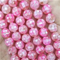 Round MOP Shell Beads Hotpink Dye Faceted, approx 16mm dia [SHEMP130-16MM]
