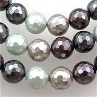 pearlized shell beads, faceted round, mixed color, approx 12mm dia [SHEPL207]