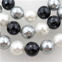 pearlized shell beads, faceted round, mixed color, approx 12mm dia [SHEPL208]