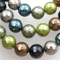 Pearlized Shell Beads Faceted Round Mixed Color, approx 14mm dia [SHEPL212-14MM]