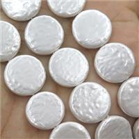 baroque style White Pearlized Shell coin Beads, approx 12mm [SHEPL267-12MM]