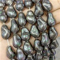 Baroque Style Pearlized Shell Beads Freeform Chocolate Dye AB-Color Electroplated, approx 15-22mm [SHP10348]