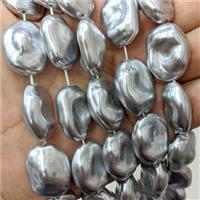 Baroque Style Pearlized Shell Freeform Silvergray, approx 28-24mm [SHP10377]