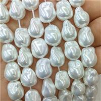 Baroque Style Pearlized Shell Beads White Freeform, approx 12-15mm [SHP10389-L]