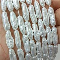 Baroque Style White Pearlized Shell Beads Stick, approx 7-22mm [SHP10418]