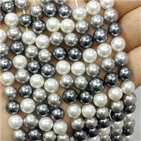 Pearlized Shell Beads Smooth Round Mixed Color, approx 12mm dia [SHP309-12MM]