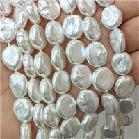 Baroque Style White Pearlized Shell Coin Beads, approx 13-15mm [SHP327]