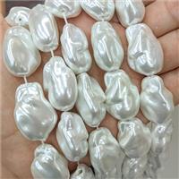 Baroque Style White Pearlized Shell Beads Freeform, approx 20-28mm [SHP331]