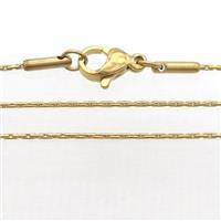 stainless steel necklace chain, gold plated, approx 1mm, 49cm length [SSB0380]