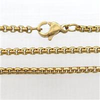 stainless steel necklace chain, box, gold plated, approx 2mm, 58cm length [SSB0382]