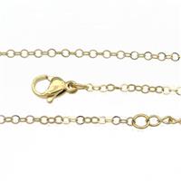 Stainless Steel Necklace Chain Gold Plated, approx 2mm, 44-49cm length [SSB0888]