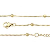 Stainless Steel Necklace Chain Gold Plated, approx 1.2mm, 3mm, 44-49cm length [SSB0906]