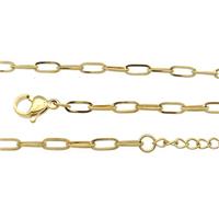 Stainless Steel Necklace Chain Gold Plated, approx 3.2x8mm, 44-49cm length [SSB0908-WL034G]