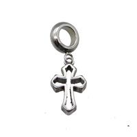 Stainless Steel Cross Pendant Antique Silver, approx 10-14mm, 9mm, 5mm hole [SSB1201]