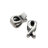 Stainless Steel Beads Cancer Ribbon Large Hole Antique Silver, approx 8-15mm, 5mm hole [SSB1568]