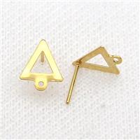 Stainless Steel Stud Earring Triangle Gold Plated, approx 10mm [SSB1740]