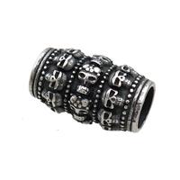 Stainless Steel Column Beads Large Hole Skull Tube Antique Silver, approx 14-23mm, 8mm hole [SSB1934]