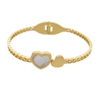 Stainless Steel Pave Shell Heart Gold Plated, approx 13mm, 9mm, 3.5mm, 48-55mm dia [SSB2464]