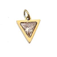 Stainless Steel Triangle Pendant Pave Champagne Zircon Gold Plated, approx 6x6mm [SSB2621]