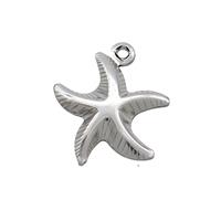 Raw Stainless Steel Starfish Charm Pendant, approx 14mm [SSB2717]