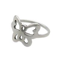 Raw Stainless Steel Rings Butterfly, approx 12-14mm, 18mm dia [SSB2942]