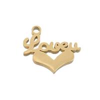 Stainless Steel LOVEU Heart Charms Pendant Gold Plated, approx 13-14mm [SSB3404]