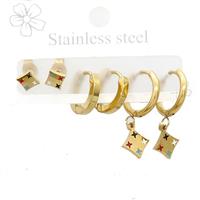 Stainless Steel Earrings Northstar Gold Plated, approx 6-10mm, 14mm dia [SSB3800]