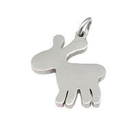 Deer Charms Raw Stainless Steel Pendant, approx 14-17mm [SSB4673]