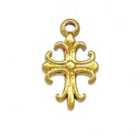 Stainless Steel Cross Pendant Fleur Delis Gold Plated, approx 9-12mm [SSB5253]