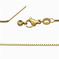 Stainless Steel Necklace Chain Box Gold Plated, approx 1mm, 42cm length [SSB5871]