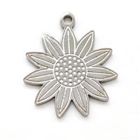 Raw Stainless Steel Sunflower Pendant, approx 17mm [SSB5907]