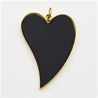 Stainless Steel Heart Pendant Black Enamel Gold Plated, approx 18-25mm [SSB6025]