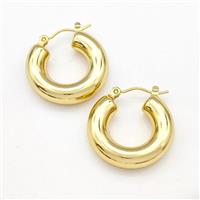 304 Stainless Steel Earring Hollow Gold Plated, approx 23mm dia [SSB6141]