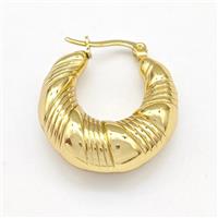 304 Stainless Steel Earring Hollow Gold Plated, approx 25mm dia [SSB6144]
